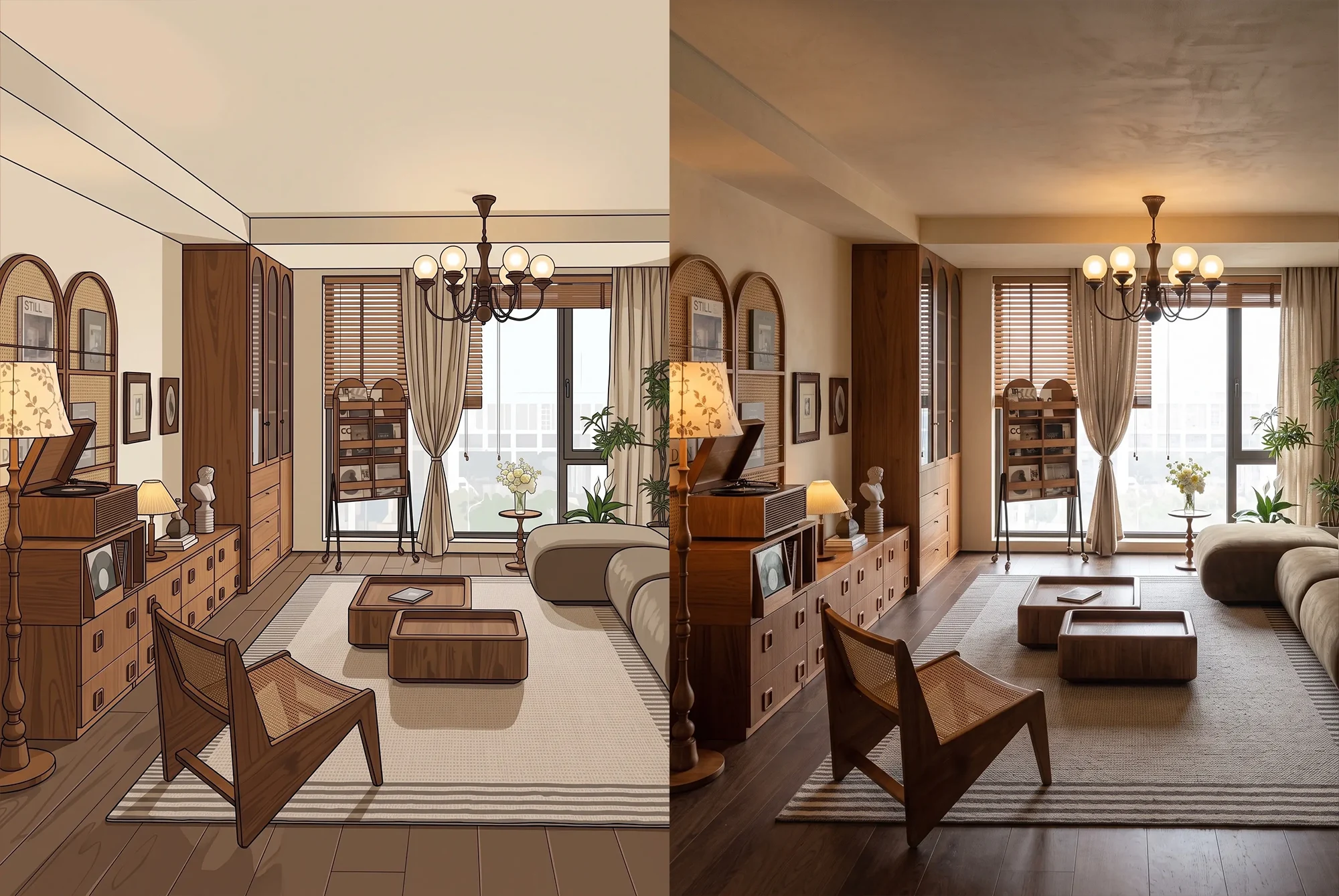 Residential living room SketchUp model render
